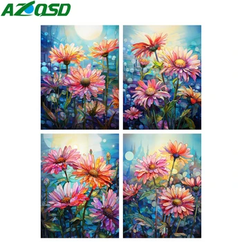 AZQSD xrizantema Olmosli rasm gul mozaik kashtasi Rinstonesning gulli rasmi 30x40 sm uy dekoratsiyasi tikuvchilik